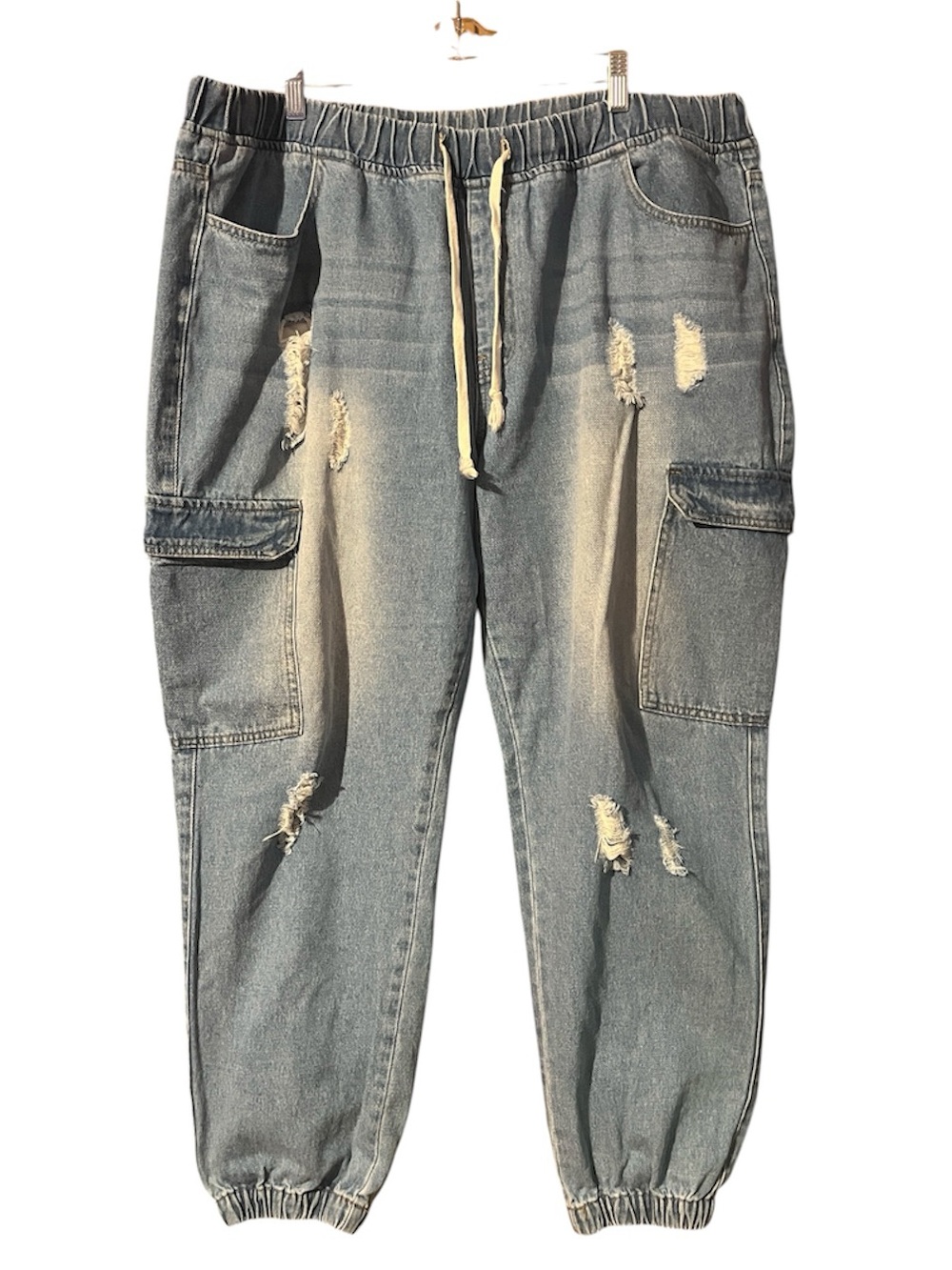 Shein Curve Light Wash Cargo Jogger Denim Jeans